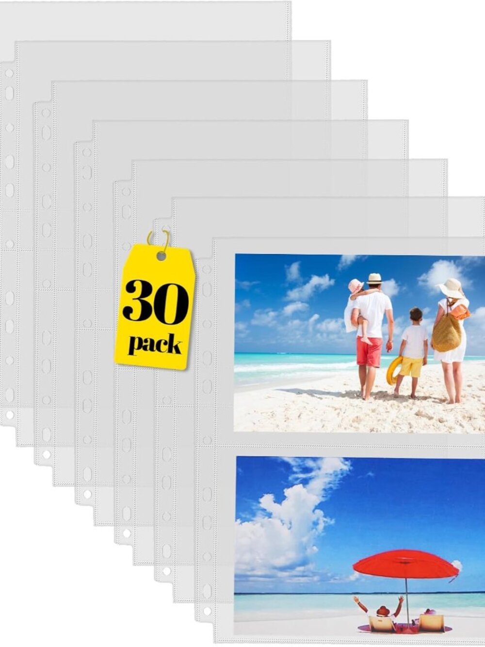 30 Pack 5x7 Photo Sleeves for 3 Ring Binder, Hold 120 Pictures
